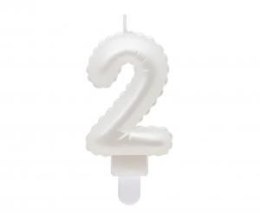 Godan Świeczka urodzinowa cyferka 2, perłowa biała, 7 cm Godan (SF-PBI2)