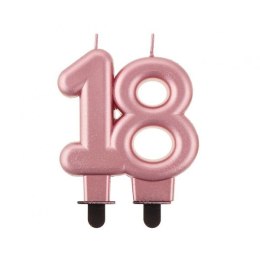 Godan Świeczka urodzinowa cyfra 18, metal-róż, 8cm Godan (PF-SCRZ18)