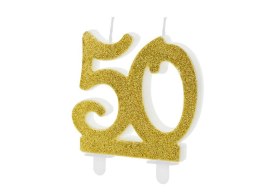 Partydeco Świeczka urodzinowa liczba 50, złoty 7.5cm Partydeco (SCU5-50-019)