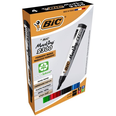 Bic Marker permanentny Marking 2300 komplet 4 szt wkład mix 3,7-5,5mm ścięta końcówka Bic (8209222)