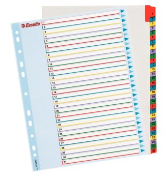 Esselte Przekładka numeryczna Esselte Mylar maxi A4 mix kolorów 160g 31k 1-31 (100210)