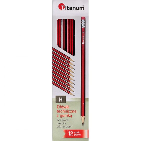 Titanum Ołówek techniczny Titanum H z gumką 12 szt.