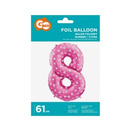 Godan Balon foliowy Godan różowy cyfra 8 26 cali 26cal (hs-c26r8)