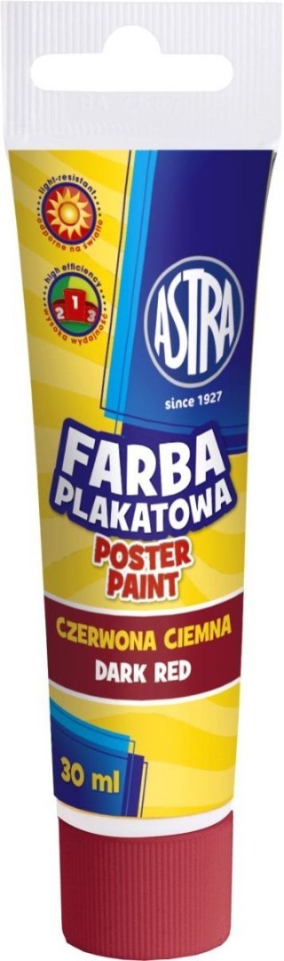 Astra Farby plakatowe Astra kolor: czerwony ciemny 30ml 1 kolor.