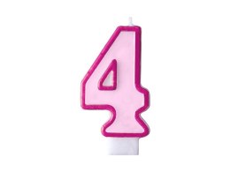 Partydeco Świeczka urodzinowa Cyferka 4 w kolorze różowym 7 centymetrów Partydeco (SCU1-4-006)