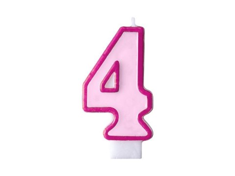 Partydeco Świeczka urodzinowa Cyferka 4 w kolorze różowym 7 centymetrów Partydeco (SCU1-4-006)