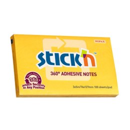 Stick'n Notes samoprzylepny Stick'n 360 stopni żółty ciemny 100k [mm:] 76x127 (21555)