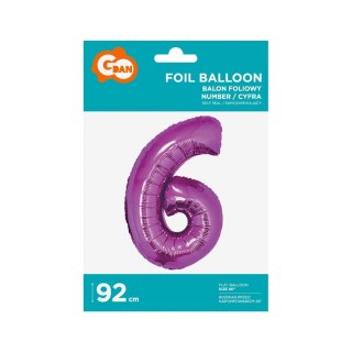 Godan Balon foliowy Godan cyfra 6 różowa 85 cm 45cal (FG-C85r6)