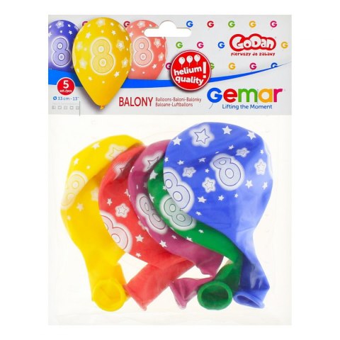 Godan Balon gumowy Godan Premium Hel z nadrukiem 8, 13 cali/5 sztuk mix 330mm 13cal (GS120/8)