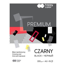Happy Color Blok techniczny Happy Color Premium A3 czarny 220g 10k [mm:] 297x420 (HA 3722 3040-9)