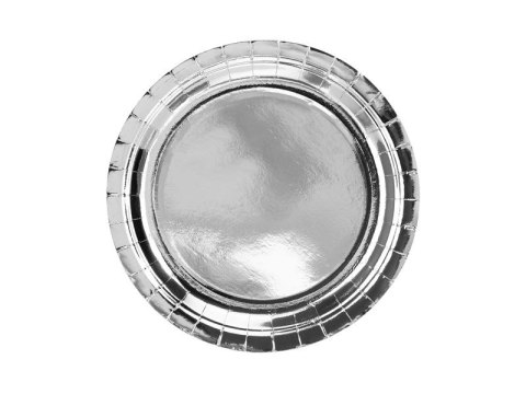 Partydeco Talerz jednorazowy Partydeco okrągłe, srebrny śr. 230mm 6 szt (TPP36-018ME)