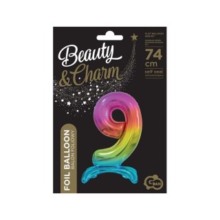 Godan Balon gumowy Godan Beauty&Charm cyfra stojąca tęczowa tęczowy 30cal (BC-AST9)