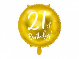 Partydeco Balon foliowy Partydeco 21st Birthday, złoty, 45cm 18cal (FB24M-21-019)