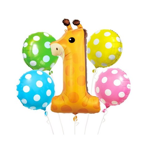Godan Balon foliowy Godan zestaw 5 szt. żyrafa cyfra nr 1 (BZ-HZR1) Godan Balon foliowy Godan zestaw 5 szt. żyrafa cyfra nr 1 (BZ-HZR1)