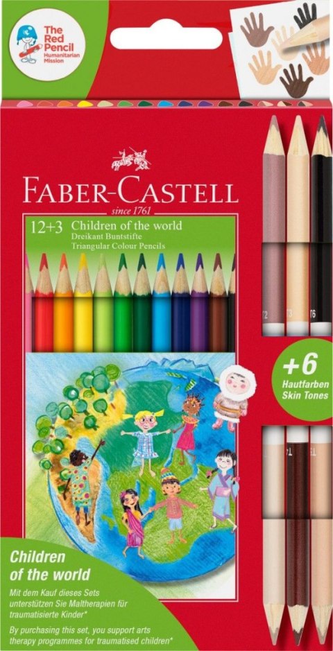 Faber Castell Kredki ołówkowe Faber Castell CHILDREN OF THE WORLD 15 kol. (201744)