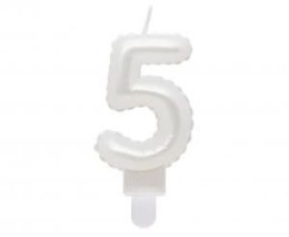 Godan Świeczka urodzinowa cyferka 5, perłowa biała, 7 cm Godan (SF-PBI5)