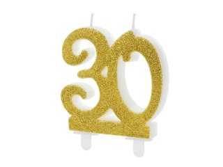 Partydeco Świeczka urodzinowa Partydeco liczba 30, złoty 7.5cm (SCU5-30-019)