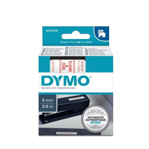 Dymo Taśma Dymo D1 9mm x 7m biała/czerwony nadruk