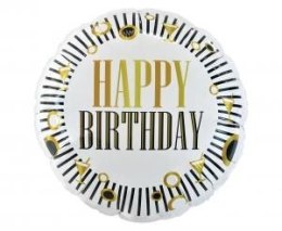 Godan Balon foliowy Godan Happy Birthday (B&G Party), paski, okrągły 18cal (FG-OHBP)