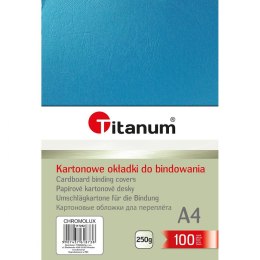 Titanum Karton do bindowania błyszczący - chromolux A4 niebieski 250g Titanum