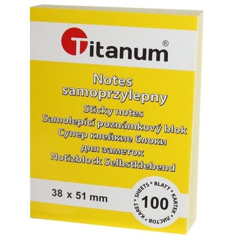 Titanum Notes samoprzylepny Titanum żółty 100k [mm:] 38x51 (S-2005)