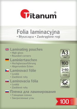 Titanum Folia do laminowania Titanum A3 - przezroczysty 80mic. [mm:] 303x426