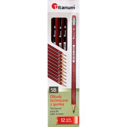 Titanum Ołówek techniczny Titanum 5B z gumką 12 szt.