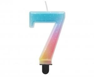 Godan Świeczka urodzinowa Godan cyferka 7, ombre, pastelowa, 8 cm (SF-OPA7)