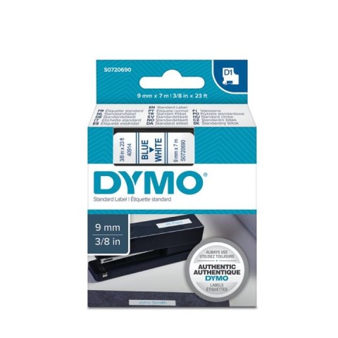 Dymo Taśma Dymo D1 9mm x 7m biała/niebieski nadruk