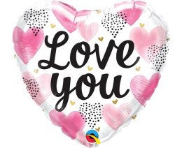 Godan Balon foliowy Godan Love You Pink Watercolor Hearts 18cal (20988)