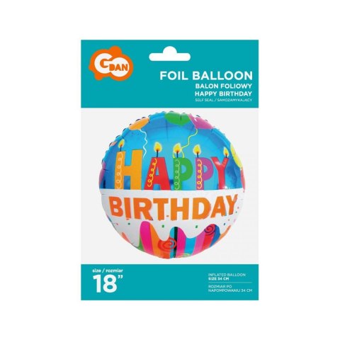 Godan Balon foliowy Godan happy birthday świeczki 18 cali 18cal (FG-O34HBS)