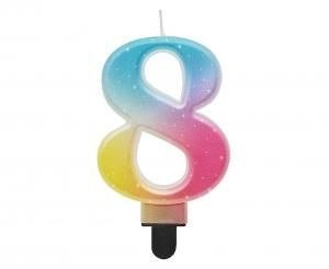 Godan Świeczka urodzinowa Godan cyferka 8, ombre, pastelowa, 8 cm (SF-OPA8) Godan Świeczka urodzinowa Godan cyferka 8, ombre, pastelowa, 8 cm (SF-OPA8)