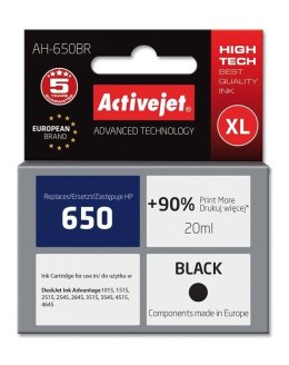 Activejet Tusz (cartridge) alternatywny HP 650 CZ101AE czarny 20ml Activejet (EXPACJAHP0225)