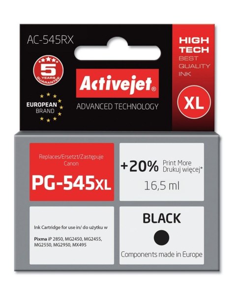 Activejet Tusz (cartridge) alternatywny Canon PG-545XL czarny 16,5ml Activejet (EXPACJACA0130)