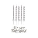 Godan Świeczka urodzinowa Happy Birthday, srebrne, 16 szt Godan (SF-HBSR)