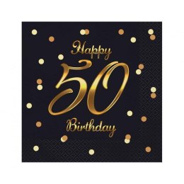 Godan Serwetki Godan Happy 50 Birthday, nadruk złoty czarny papier [mm:] 330x330 (PG-S50C)