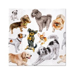 Paw Serwetki Lunch Dogs Happiness mix nadruk bibuła [mm:] 330x330 Paw (SDL132600)