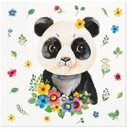 Paw Serwetki Lunch Floral Panda mix nadruk bibuła [mm:] 330x330 Paw (SDL136900)