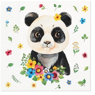 Paw Serwetki Paw Lunch Floral Panda mix nadruk bibuła [mm:] 330x330 (SDL136900)