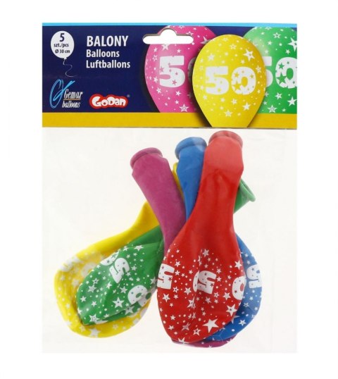 Godan Balon gumowy Godan Z NADRUKIEM 5 szt mix 12cal (GS110/50) Godan Balon gumowy Godan Z NADRUKIEM 5 szt mix 12cal (GS110/50)