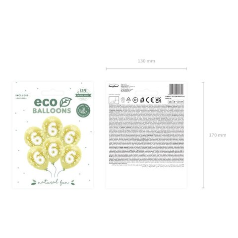 Partydeco Balon gumowy Partydeco cyfra 6 (1 op. / 6 szt.) złoty 330mm (ECO33M-206-019J-6) Partydeco Balon gumowy Partydeco cyfra 6 (1 op. / 6 szt.) złoty 330mm (ECO33M-206-019J-6)