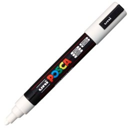 Uni Marker specjalistyczny Uni POSCA Biały, biały 5mm okrągła końcówka (PC-5m)