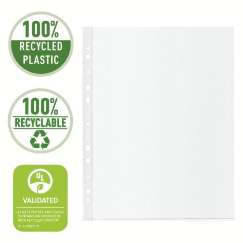 Esselte Koszulki na dokumenty Esselte Recycled Maxi groszkowa A4 kolor: bezbarwny typu U 70 mic. (627502)