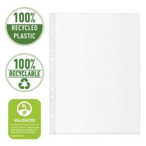Esselte Koszulki na dokumenty Esselte Recycled groszkowa A4 kolor: bezbarwny typu U 70 mic. (627493)
