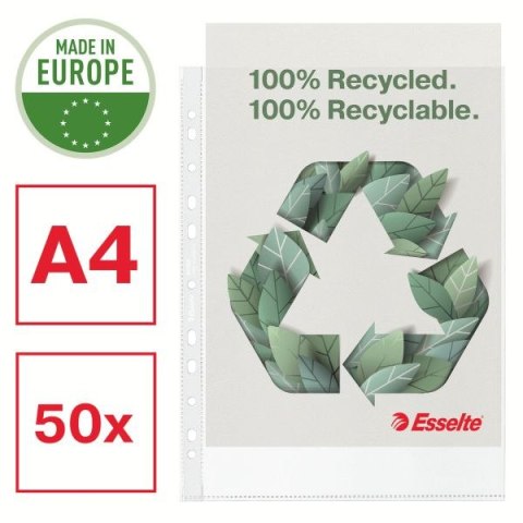 Esselte Koszulki na dokumenty Esselte Recycled groszkowa A4 kolor: bezbarwny typu U 100 mic. (627501)