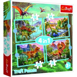 Trefl Puzzle Trefl Dinozaury 4w1 4w1 el. (34609)