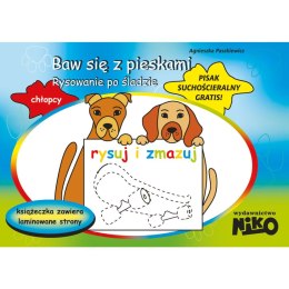 Książeczka edukacyjna BAW SIĘ Z PIESKAMI RYSOWANIE PO ŚLADZIE (NIKO0026)