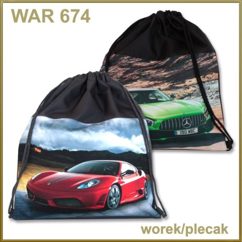 Warta Plecak (worek) na sznurkach Auta mix Warta (WAR-674)