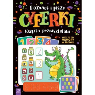 Aksjomat Książeczka edukacyjna Aksjomat Poznaję i piszę cyferki. Książka przedszkolaka. Karty do gry memory w środku