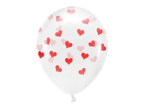 Partydeco Balon gumowy Partydeco Serca, Crystal Clear (1 op. / 6 szt.) transparentny 330mm (ECO33C-200-099R-6)